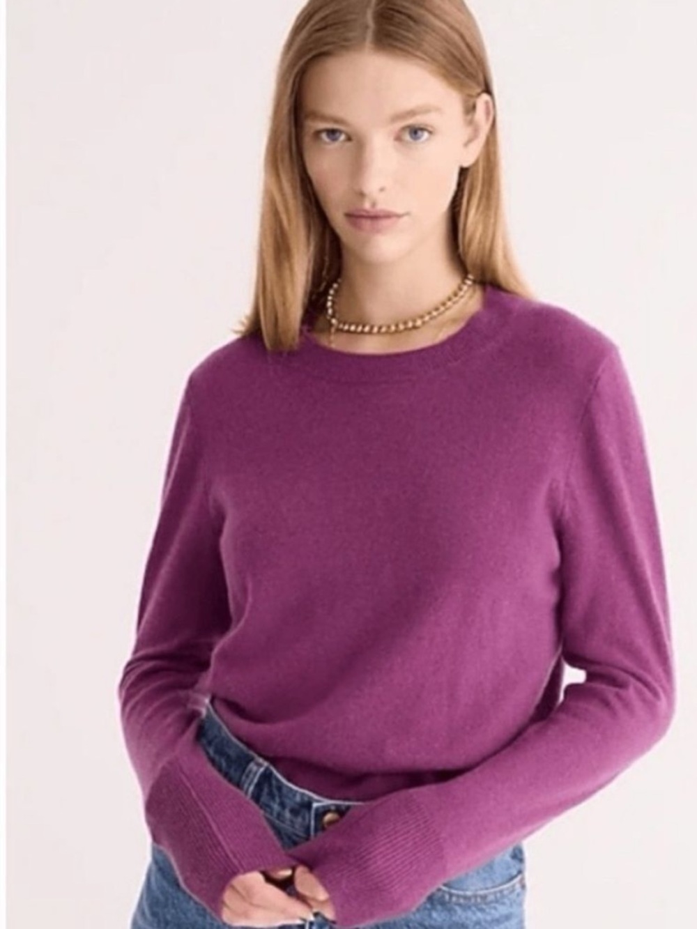 J Crew 100% Cashmere Crewneck Women’s Sweater Plum Purple